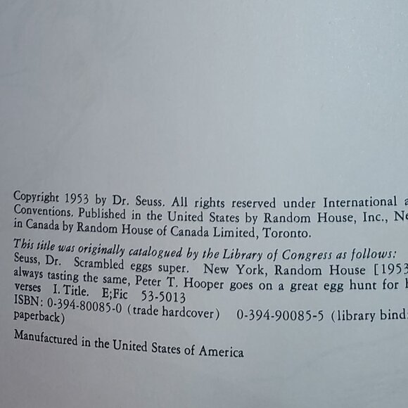 1953 Dr. Seuss Book: Scrambled Eggs Super! PC-AS IS - Picture 5 of 11